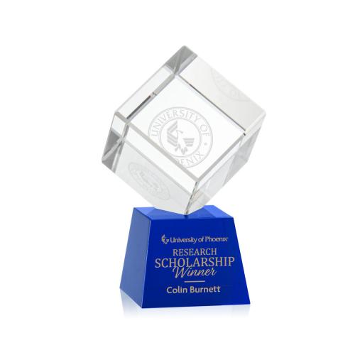 Awards and Trophies - Crystal Awards - Burrill Blue on Robson Base Square / Cube Crystal Award