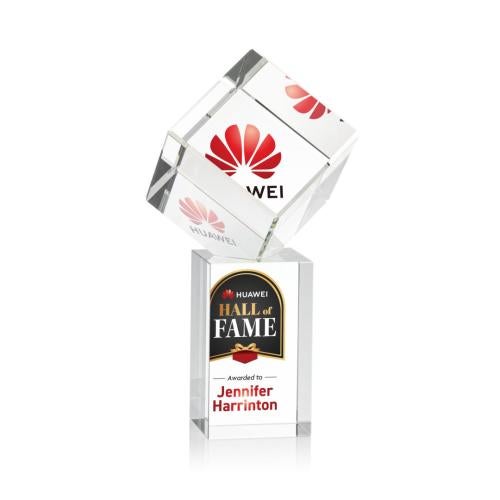 Awards and Trophies - Crystal Awards - Burrill Full Color Square / Cube on Dakota Base Crystal Award