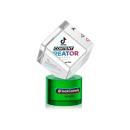 Burrill Full Color Green on Marvel Base Square / Cube Crystal Award