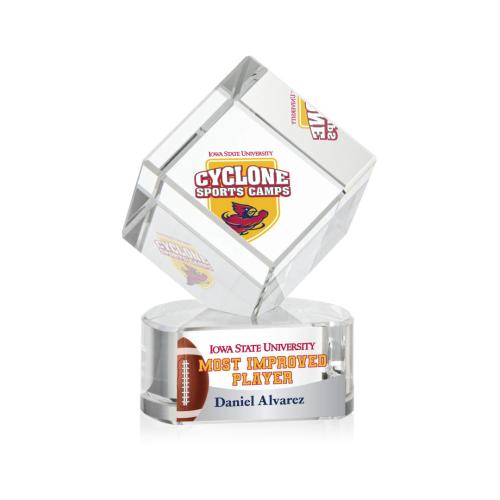 Awards and Trophies - Crystal Awards - Burrill Full Color Clear on Paragon Base Square / Cube Crystal Award