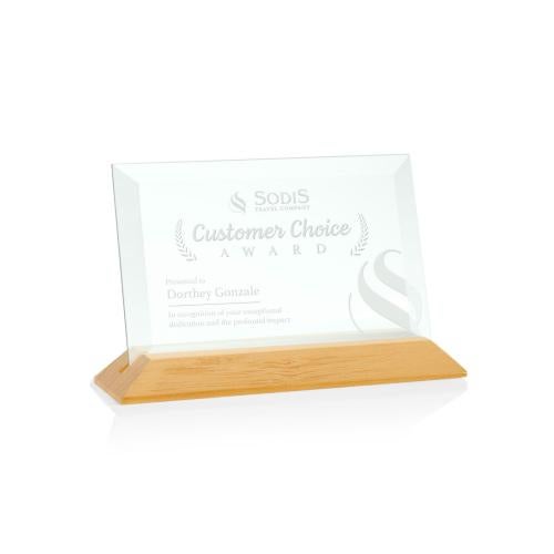 Awards and Trophies - Eco and Wood Awards - Embassy Jade/Bamboo (Horiz) Rectangle Glass Award