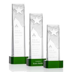 Employee Gifts - Stapleton Star Green on Base Rectangle Crystal Award