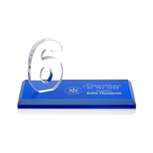 Awards and Trophies - Crystal Awards - Northam Milestone Blue Number Crystal Award