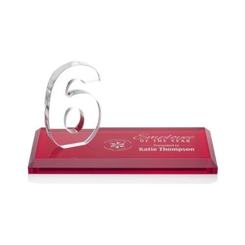 Awards and Trophies - Crystal Awards - Northam Milestone Red Number Crystal Award