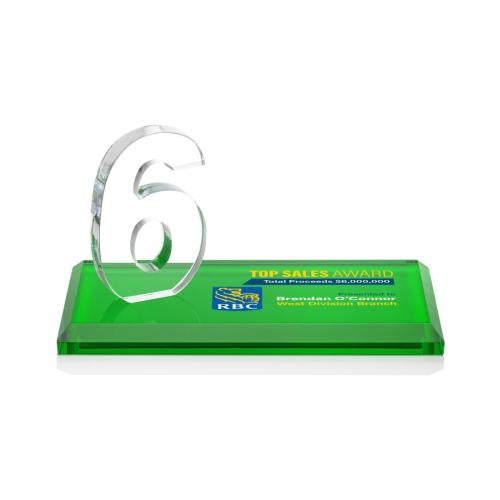 Awards and Trophies - Crystal Awards - Northam Milestone Full Color Green Number Crystal Award