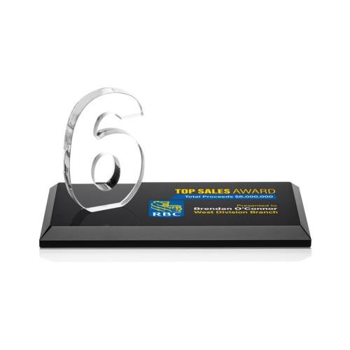 Awards and Trophies - Crystal Awards - Northam Milestone Vividprint™ Black Number Crystal Award