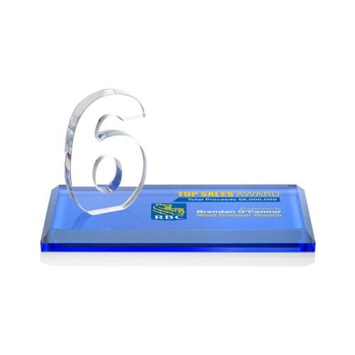Awards and Trophies - Crystal Awards - Northam Milestone Full Color Sky Blue Number Crystal Award