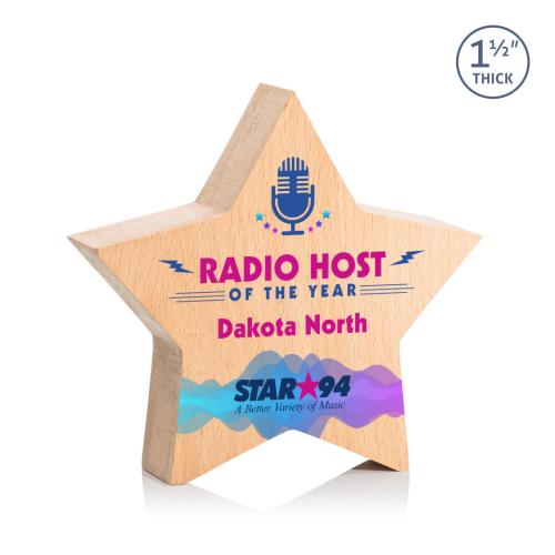 Awards and Trophies - Eco and Wood Awards - Rothwell Full Color Star Wood Award
