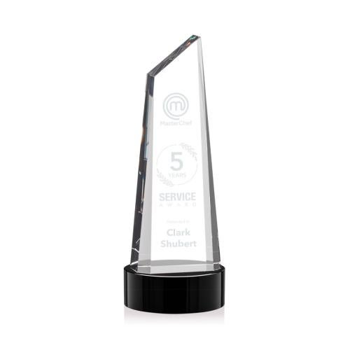 Awards and Trophies - Crystal Awards - Akron Tower on Base - Black