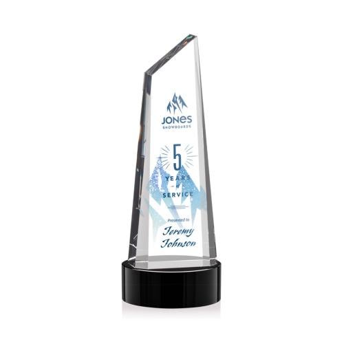 Awards and Trophies - Crystal Awards - Akron Full Color Black on Base Peaks Crystal Award