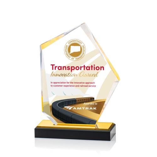 Awards and Trophies - Acrylic Awards - Driffield Full Color Gold Unique Acrylic Award