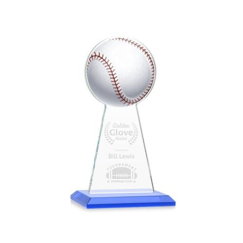 Awards and Trophies - Crystal Awards - Edenwood Baseball Sky Blue Towers Crystal Award