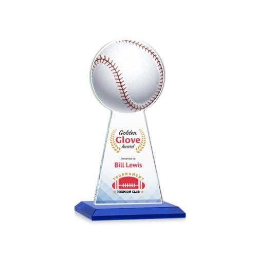 Awards and Trophies - Crystal Awards - Edenwood Baseball Full Color Blue Towers Crystal Award