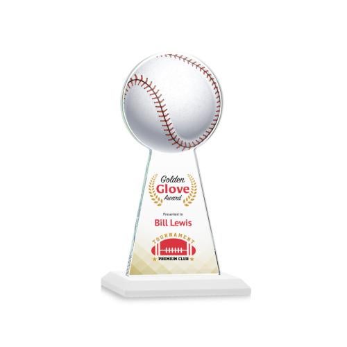 Awards and Trophies - Crystal Awards - Edenwood Baseball Full Color White Towers Crystal Award