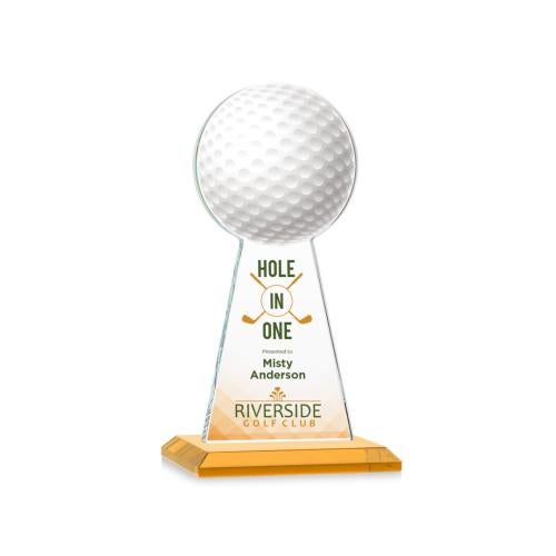 Awards and Trophies - Crystal Awards - Edenwood Golf Full Color Amber Towers Crystal Award