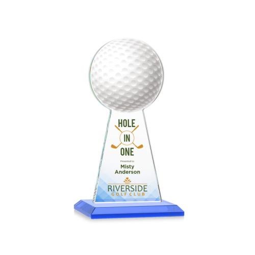 Awards and Trophies - Crystal Awards - Edenwood Golf Full Color Sky Blue Towers Crystal Award