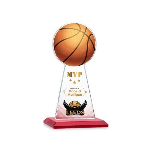 Awards and Trophies - Crystal Awards - Edenwood Basketball Full Color Red Towers Crystal Award