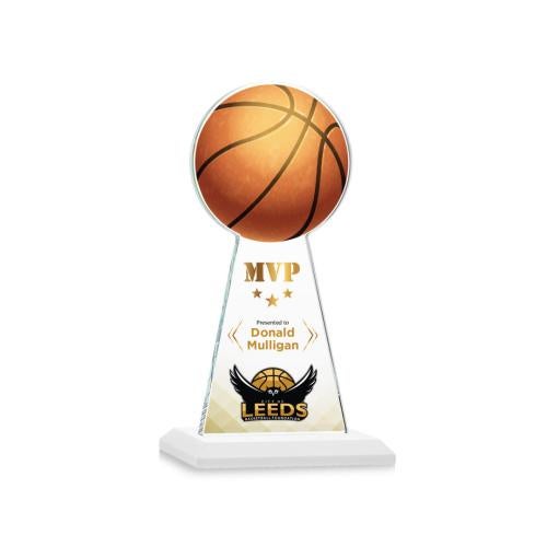 Awards and Trophies - Crystal Awards - Edenwood Basketball Full Color White Towers Crystal Award