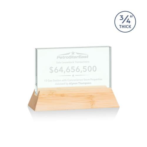Awards and Trophies - Eco and Wood Awards - Walkerton Jade/Bamboo (Horiz) Rectangle Glass Award