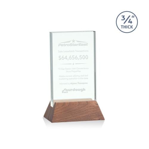 Awards and Trophies - Eco and Wood Awards - Walkerton Jade/Walnut (Vert) Rectangle Glass Award
