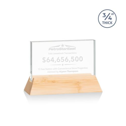 Awards and Trophies - Crystal Awards - Walkerton Starfire/Bamboo (Horiz) Rectangle Wood Award