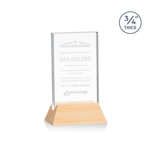 Awards and Trophies - Crystal Awards - Walkerton Starfire/Bamboo (Vert) Rectangle Wood Award