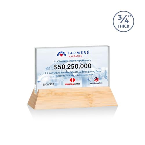Awards and Trophies - Crystal Awards - Walkerton Full Color Starfire/Bamboo (Horiz) Rectangle Wood Award