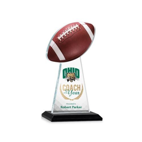 Awards and Trophies - Crystal Awards - Edenwood Football Full Color Black Towers Crystal Award