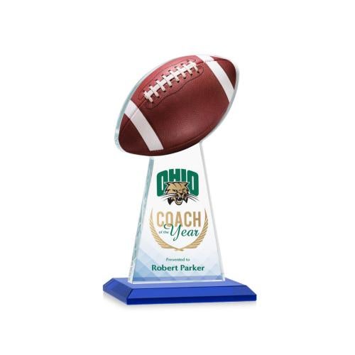 Awards and Trophies - Crystal Awards - Edenwood Football Full Color Blue Towers Crystal Award