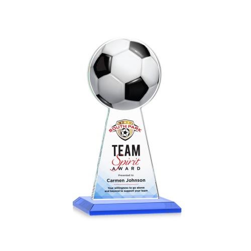 Awards and Trophies - Crystal Awards - Edenwood Soccer Full Color Sky Blue Towers Crystal Award