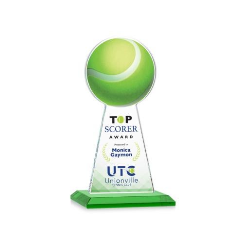 Awards and Trophies - Crystal Awards - Edenwood Tennis Full Color Green Towers Crystal Award