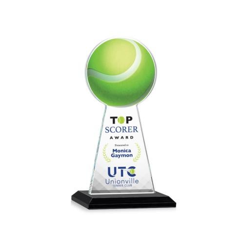 Awards and Trophies - Crystal Awards - Edenwood Tennis Full Color Black Towers Crystal Award