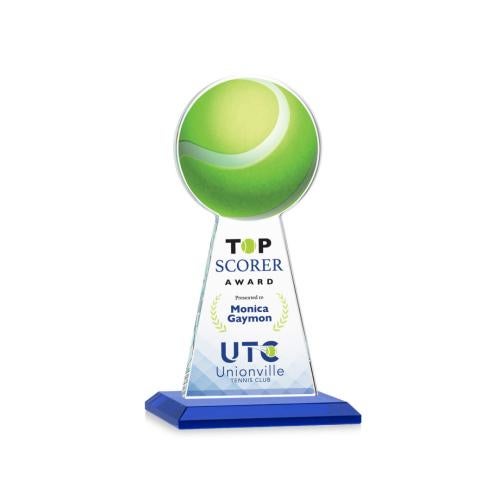 Awards and Trophies - Crystal Awards - Edenwood Tennis Full Color Blue Towers Crystal Award