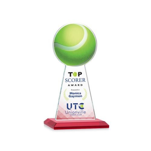 Awards and Trophies - Crystal Awards - Edenwood Tennis Full Color Red Towers Crystal Award