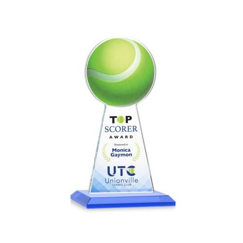 Awards and Trophies - Crystal Awards - Edenwood Tennis Full Color Sky Blue Towers Crystal Award