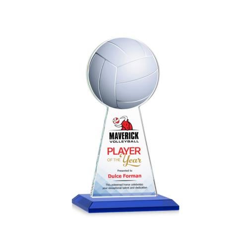 Awards and Trophies - Crystal Awards - Edenwood Volleyball Full Color Blue Towers Crystal Award