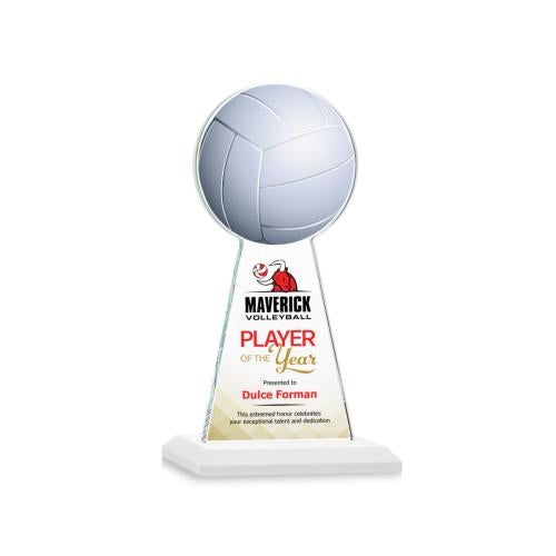 Awards and Trophies - Crystal Awards - Edenwood Volleyball Full Color White Towers Crystal Award