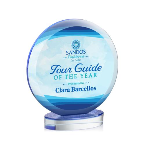 Awards and Trophies - Crystal Awards - Farlow Full Color Circle Crystal Award