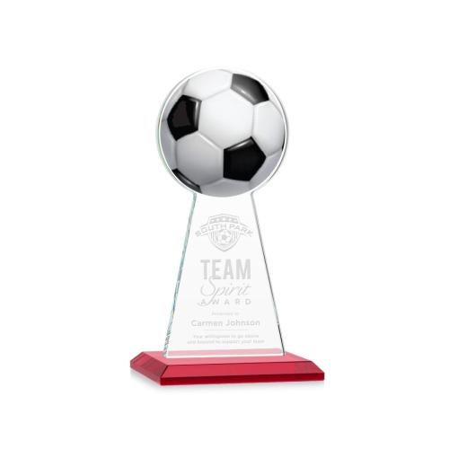 Awards and Trophies - Crystal Awards - Edenwood Soccer VividPrint/Etch Red Towers Crystal Award