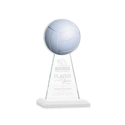 Awards and Trophies - Crystal Awards - Edenwood Volleyball VividPrint/Etch White Towers Crystal Award