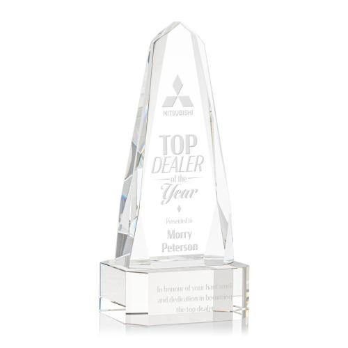 Awards and Trophies - Crystal Awards - Geneva Clear on Base Obelisk Crystal Award