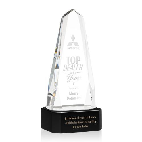 Awards and Trophies - Crystal Awards - Geneva Black on Base Obelisk Crystal Award