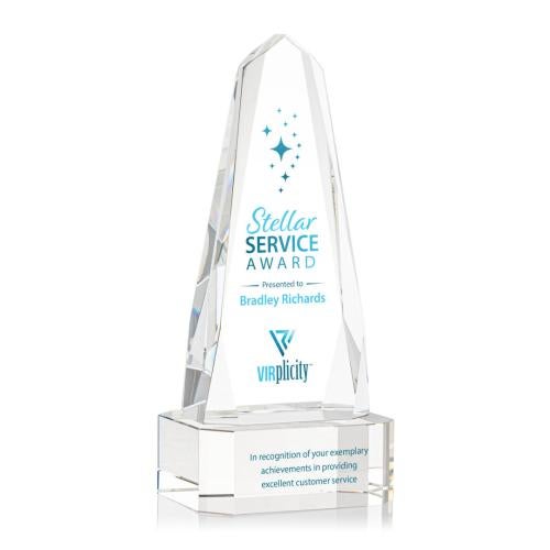 Awards and Trophies - Crystal Awards - Geneva Full Color Clear on Base Obelisk Crystal Award