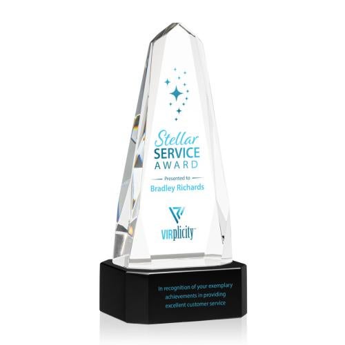 Awards and Trophies - Crystal Awards - Geneva Full Color Black on Base Obelisk Crystal Award