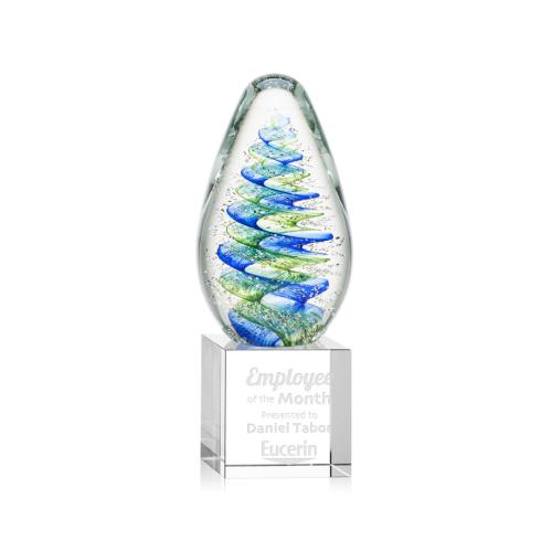 Awards and Trophies - Crystal Awards - Glass Awards - Art Glass Awards - Jezebel Tear Drop on Granby Base Glass Award