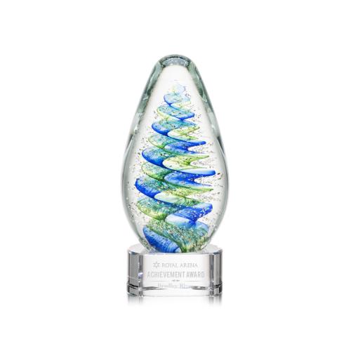 Awards and Trophies - Crystal Awards - Glass Awards - Art Glass Awards - Jezebel Clear on Paragon Base Tear Drop Glass Award