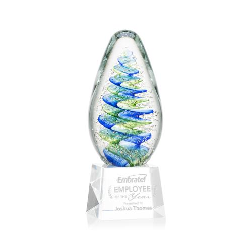 Awards and Trophies - Crystal Awards - Glass Awards - Art Glass Awards - Jezebel Clear on Robson Base Tear Drop Glass Award