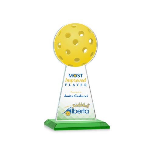 Awards and Trophies - Crystal Awards - Edenwood Pickleball Full Color Green Towers Crystal Award