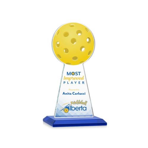 Awards and Trophies - Crystal Awards - Edenwood Pickleball Full Color Blue Towers Crystal Award