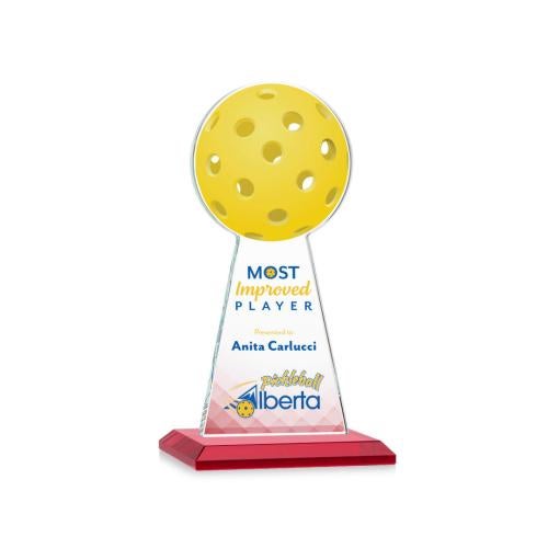 Awards and Trophies - Crystal Awards - Edenwood Pickleball Full Color Red Towers Crystal Award